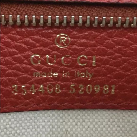GUCCI Swing Logo Red Leather Shoulder Tote Bag - Picture 8 of 9